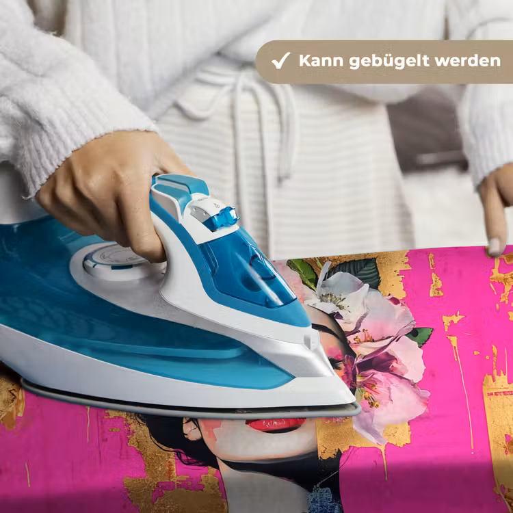 Bloemenkroon - Goud - Vrouw - Portret Wandkleed katoen klein -tsfeer9_DE