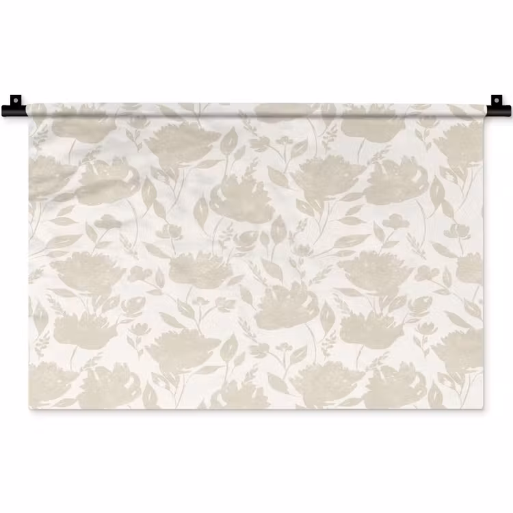 Bloemenpatroon - Silhouet - Wit Wandkleed katoen klein 269 -zz3d