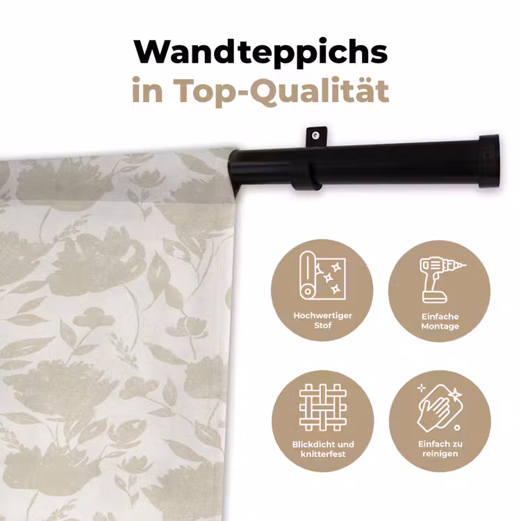 Bloemenpatroon - Silhouet - Wit Wandkleed katoen klein 269 -tsfeer2_DE