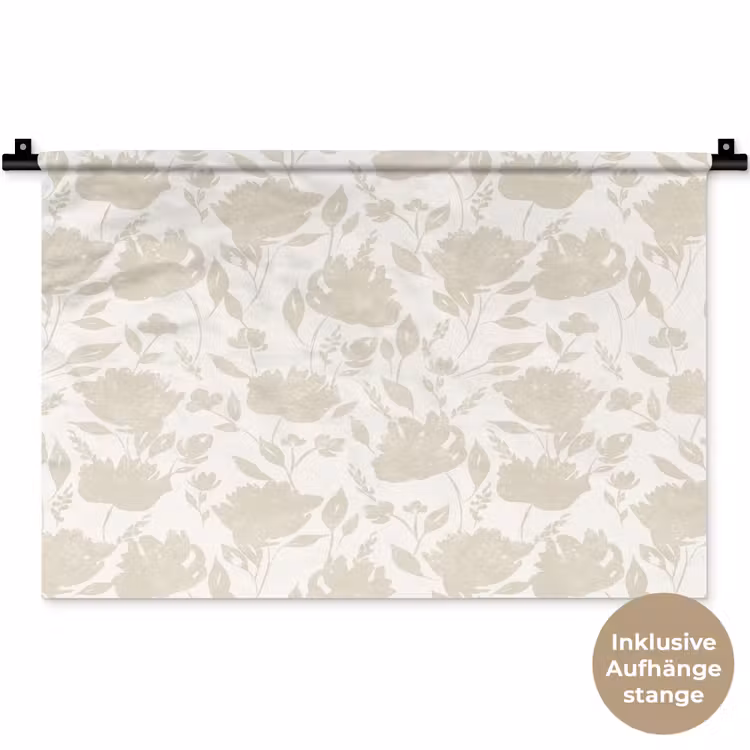 Bloemenpatroon - Silhouet - Wit Wandkleed katoen klein 269 -t3d_DE