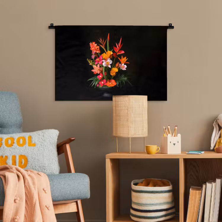 Boeket - Bloemen - Exotisch Wandkleed katoen klein -wsfeer4_kind