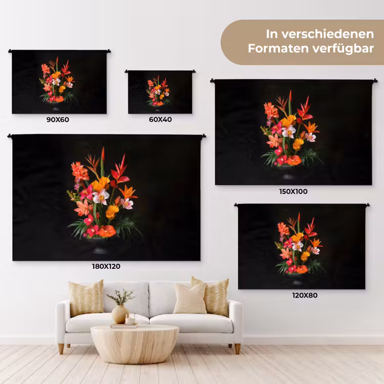 Boeket - Bloemen - Exotisch Wandkleed katoen klein -tsfeer8_DE