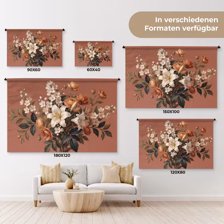 Boeket - Retro - Kleurrijk Wandkleed katoen klein -tsfeer8_DE