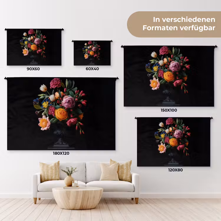 Boeket - Romantisch - Kleurrijk Wandkleed katoen klein -tsfeer8_DE