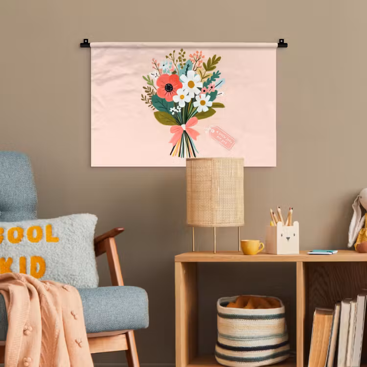 Boeket - Strikje - Kaartje - Quote Wandkleed katoen klein -wsfeer4_kind
