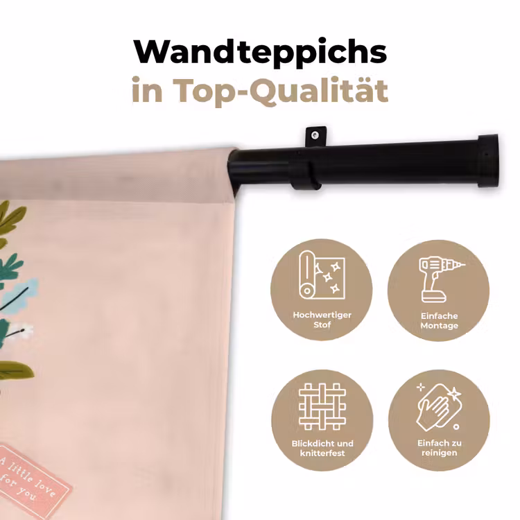 Boeket - Strikje - Kaartje - Quote Wandkleed katoen klein -tsfeer2_DE