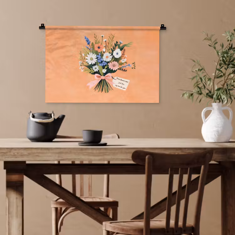 Boeket - Strikje - Quote Wandkleed katoen klein -sfeer6