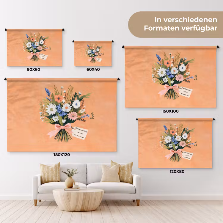 Boeket - Strikje - Quote Wandkleed katoen klein -tsfeer8_DE