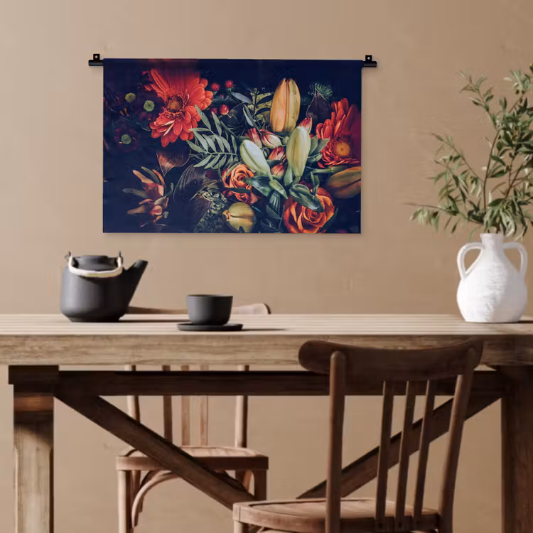 Boeket - Stilleven - Bloemen - Planten - Rood Wandkleed katoen klein -sfeer6