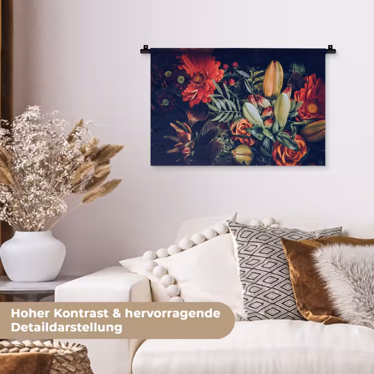 Boeket - Stilleven - Bloemen - Planten - Rood Wandkleed katoen klein -tsfeer1_DE
