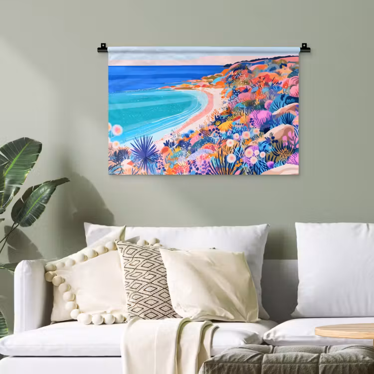 Bloemenweide - Zee - Zomers Wandkleed katoen klein -sfeer7