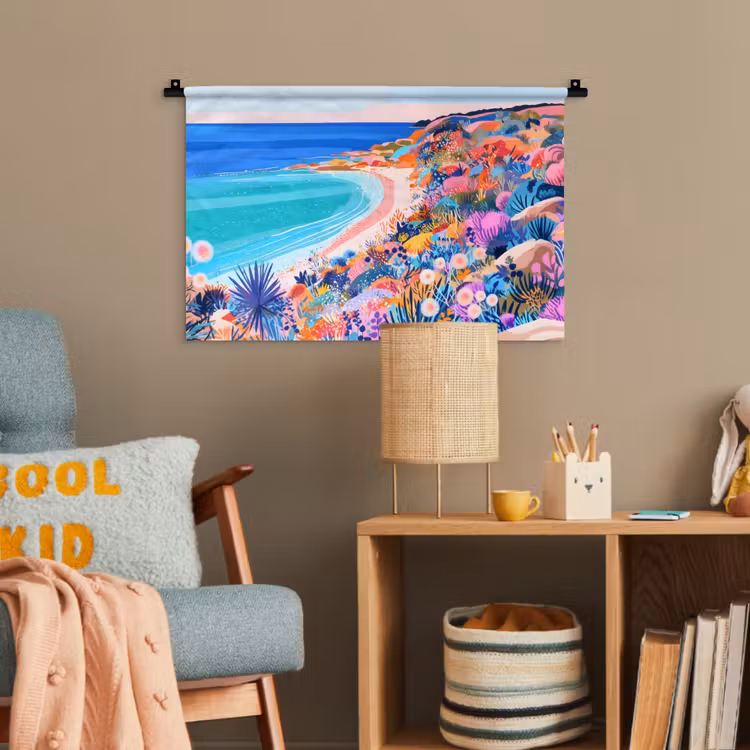 Bloemenweide - Zee - Zomers Wandkleed katoen klein -wsfeer4_kind