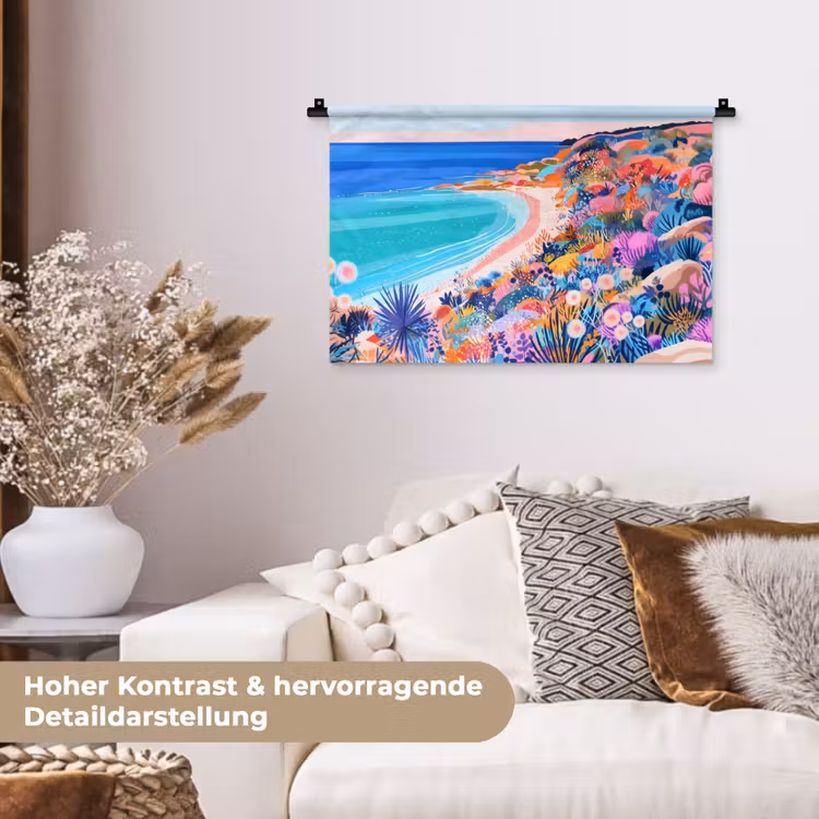 Bloemenweide - Zee - Zomers Wandkleed katoen klein -tsfeer1_DE