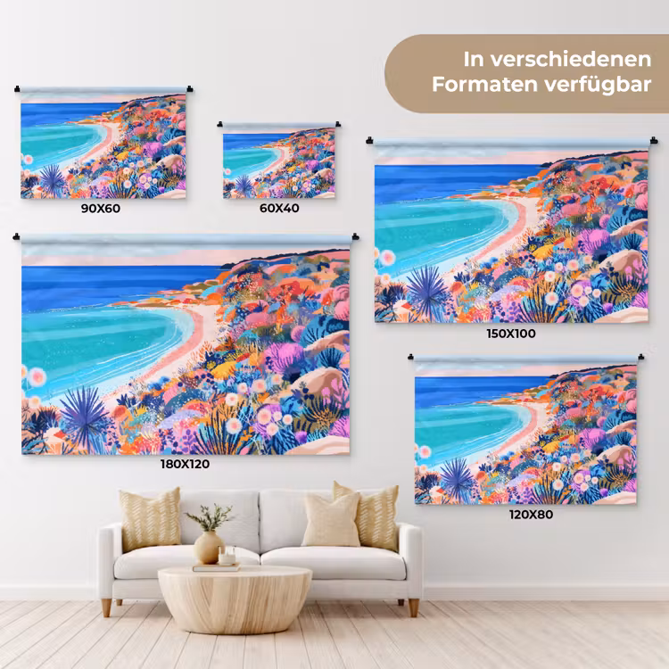 Bloemenweide - Zee - Zomers Wandkleed katoen klein -tsfeer8_DE