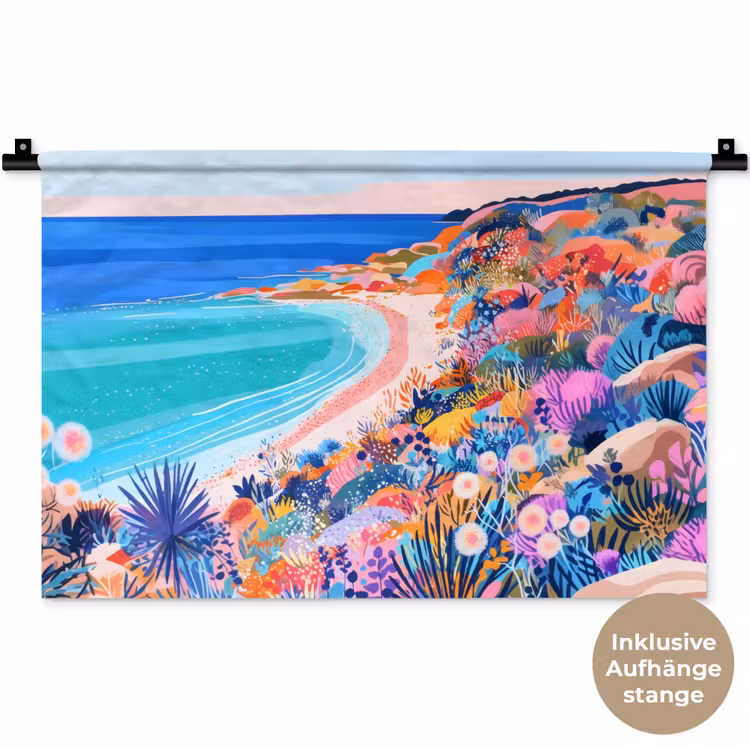 Bloemenweide - Zee - Zomers Wandkleed katoen klein -t3d_DE