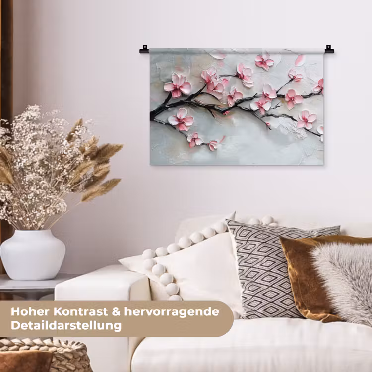 Bloesem - Kunstzinnig - Roze - Sakura Wandkleed katoen klein -tsfeer1_DE