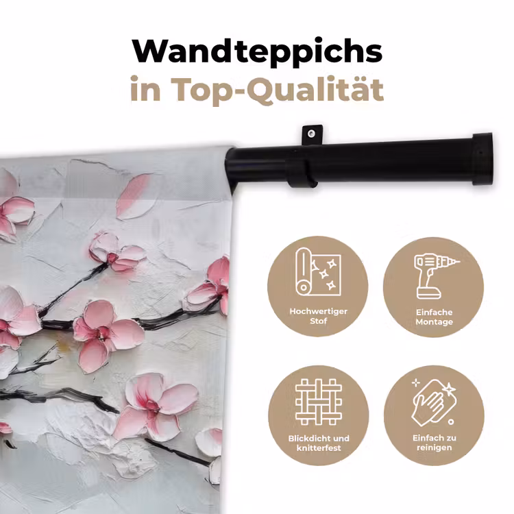 Bloesem - Kunstzinnig - Roze - Sakura Wandkleed katoen klein -tsfeer2_DE