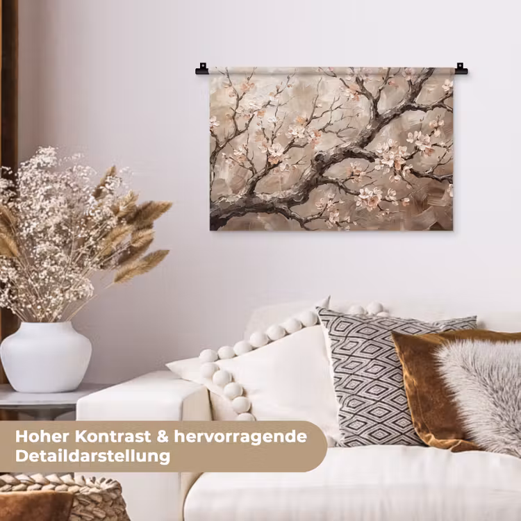 Bloesem - Takken - Schilderij - Beige - Serene Wandkleed katoen klein -tsfeer1_DE