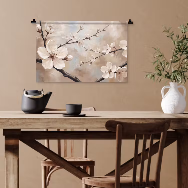 Bloesem - Takken - Schilderij - Beige - Serene Wandkleed katoen klein -sfeer6