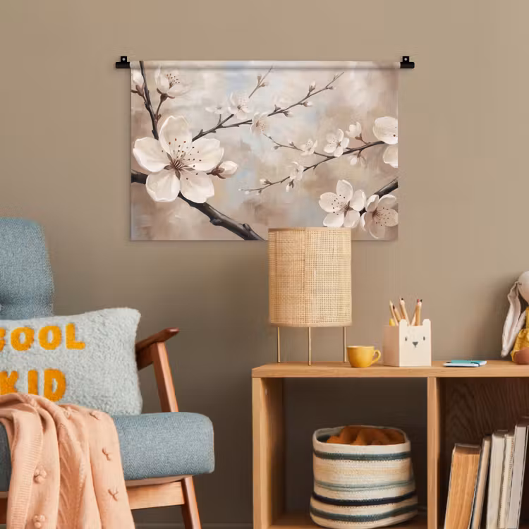Bloesem - Takken - Schilderij - Beige - Serene Wandkleed katoen klein -wsfeer4_kind