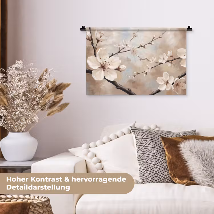 Bloesem - Takken - Schilderij - Beige - Serene Wandkleed katoen klein -tsfeer1_DE