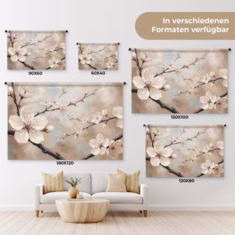 Bloesem - Takken - Schilderij - Beige - Serene Wandkleed katoen klein -tsfeer8_DE