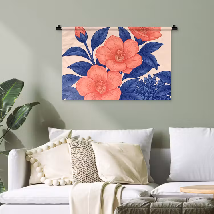 Wandteppich - Blüten – Blätter – Botanik - Bloemen - Bladeren - Botanisch Wandkleed katoen klein