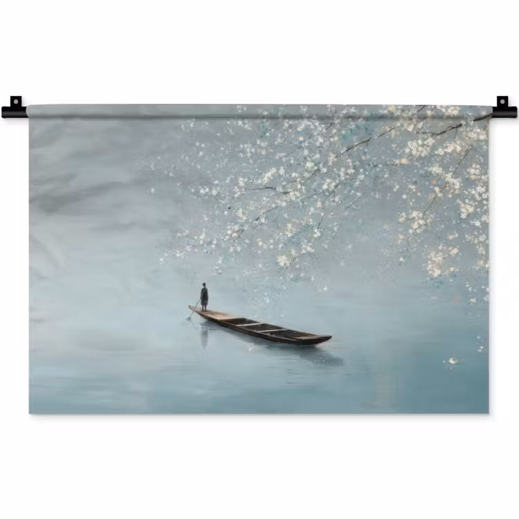 Bloesems - Minimalistisch - Wateroppervlak - Boot Wandkleed katoen klein -zz3d