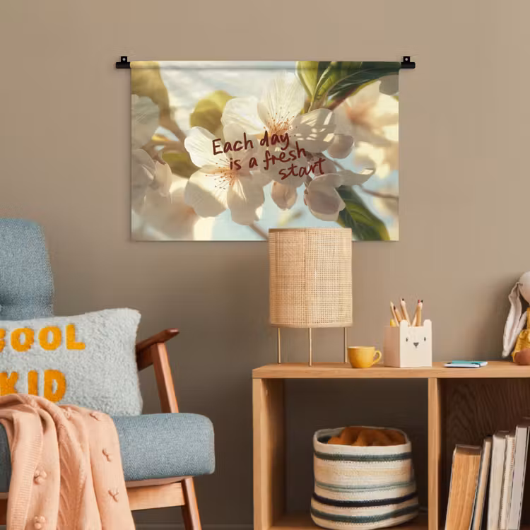 Bloesems - Zonlicht - Quote - Wit Wandkleed katoen klein -wsfeer4_kind