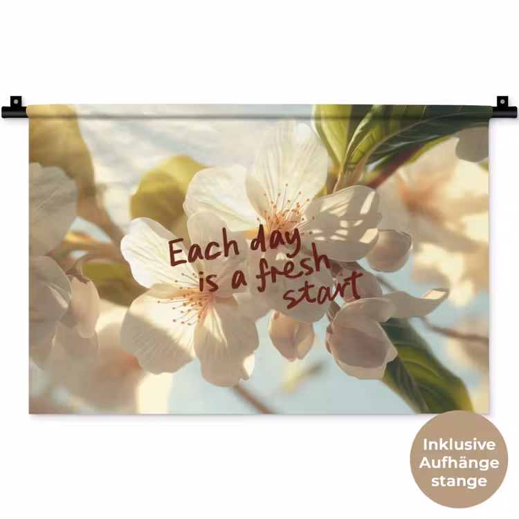 Bloesems - Zonlicht - Quote - Wit Wandkleed katoen klein -t3d_DE