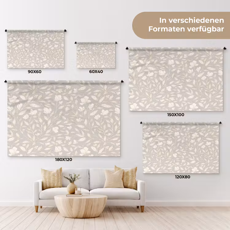 Bloemen - Steel - Blaadjes Wandkleed katoen klein 269 -tsfeer8_DE