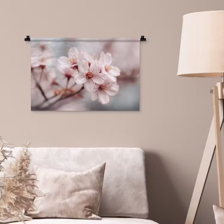 Bloesems - Meeldraden - Geel - Wazig Wandkleed katoen klein -sfeer4