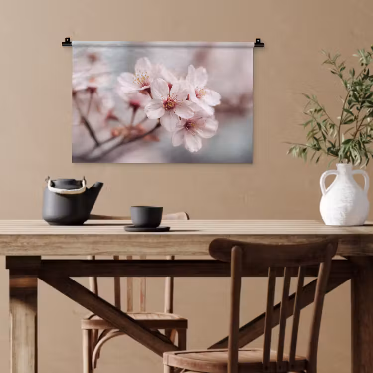 Bloesems - Meeldraden - Geel - Wazig Wandkleed katoen klein -sfeer6