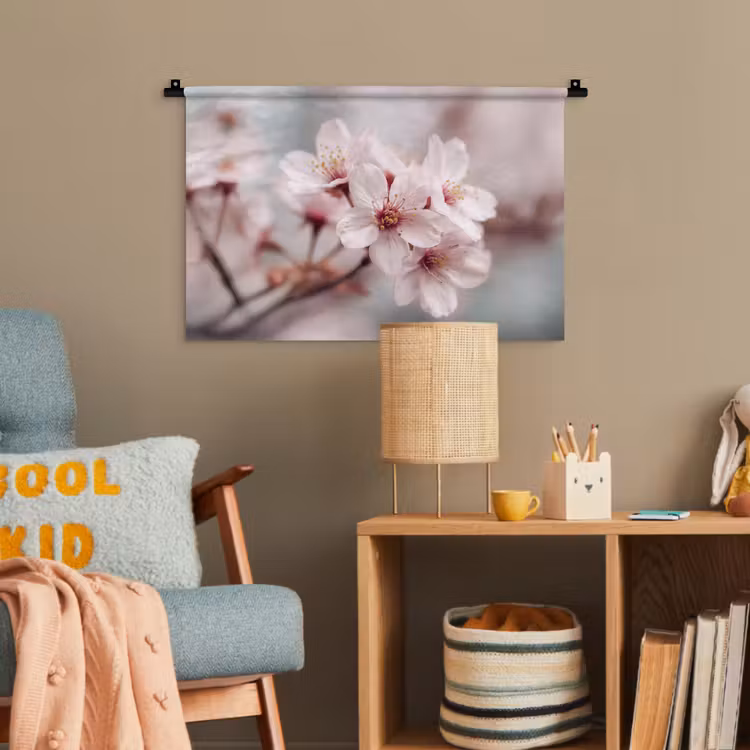 Bloesems - Meeldraden - Geel - Wazig Wandkleed katoen klein -wsfeer4_kind