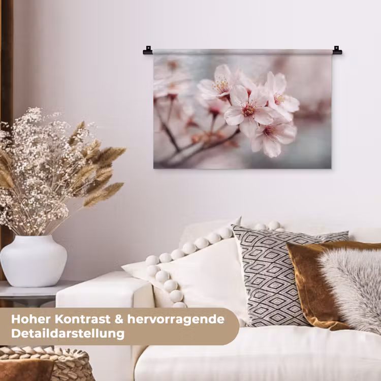 Bloesems - Meeldraden - Geel - Wazig Wandkleed katoen klein -tsfeer1_DE