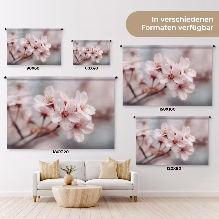 Bloesems - Meeldraden - Geel - Wazig Wandkleed katoen klein -tsfeer8_DE