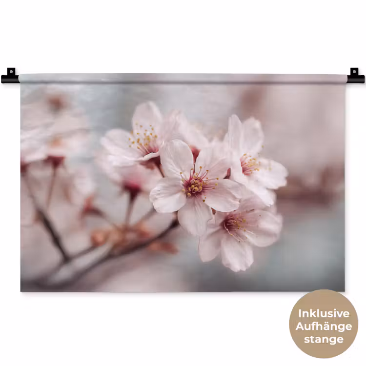 Bloesems - Meeldraden - Geel - Wazig Wandkleed katoen klein -t3d_DE