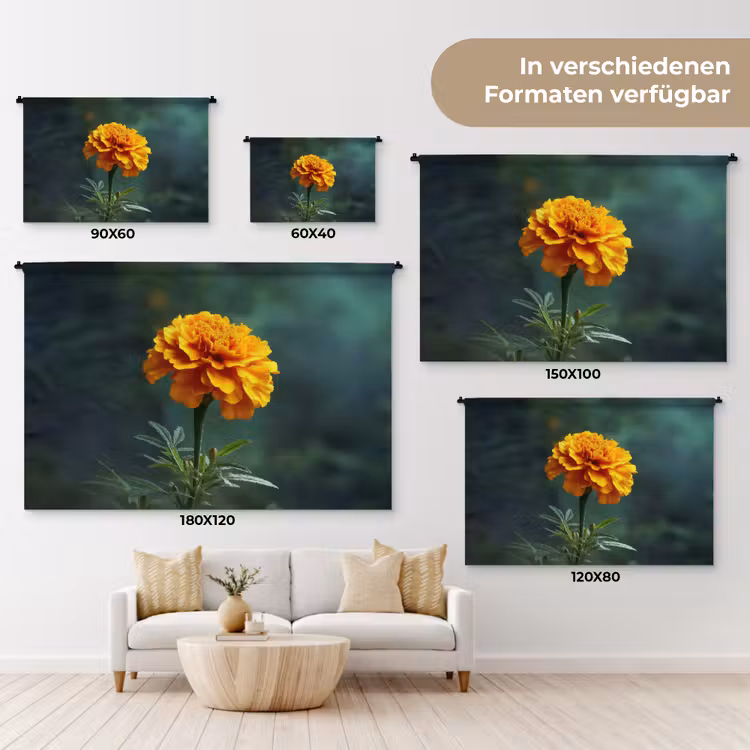 Bloemblaadjes - Afrikaan - Oranje - Wazig Wandkleed katoen klein -tsfeer8_DE