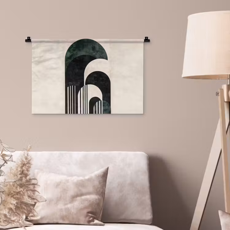 Bogen - Donkergroen - Lijnen Wandkleed katoen klein -sfeer4