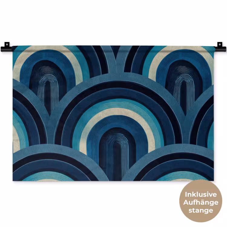 Bogen - Geometrisch - Patroon - Blauw - Retro Wandkleed katoen klein 269 -t3d_DE