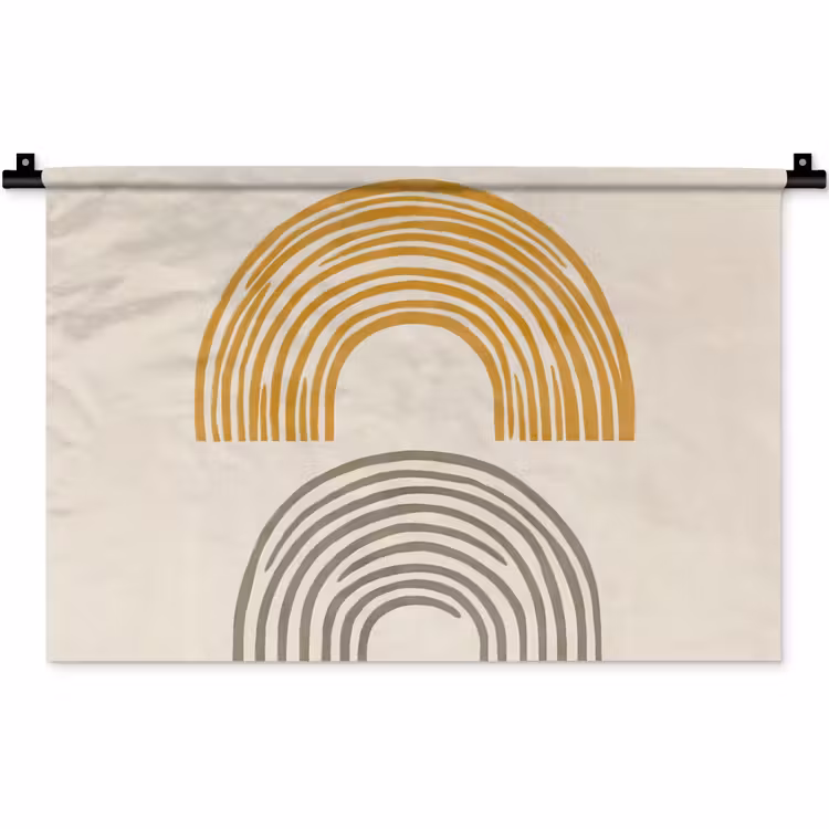 Bogen - Lijnen - Oranje - Minimalistisch Wandkleed katoen klein -zz3d