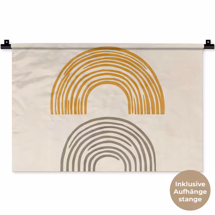 Bogen - Lijnen - Oranje - Minimalistisch Wandkleed katoen klein -t3d_DE