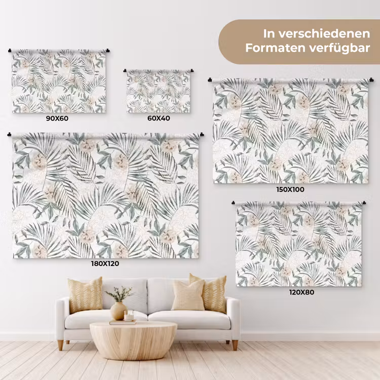 Bohemian - Bladeren - Bloemen - Tropisch Wandkleed katoen klein -tsfeer8_DE