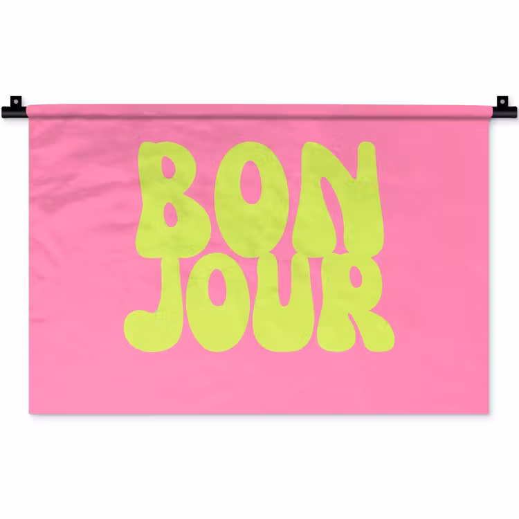 Bonjour - Roze - Fel groen Wandkleed katoen klein -zz3d