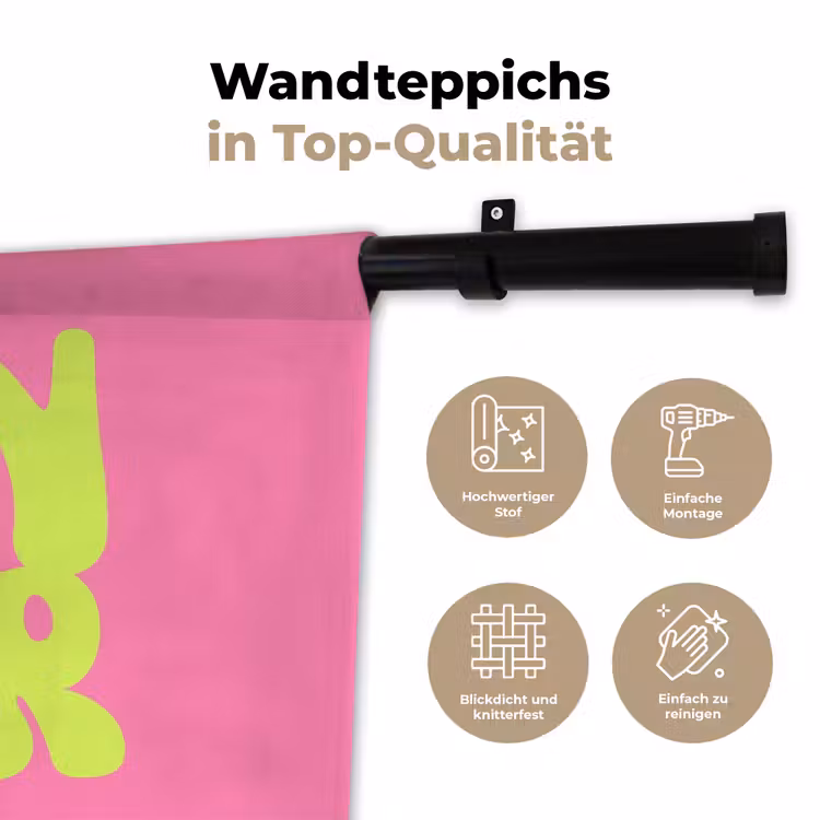 Bonjour - Roze - Fel groen Wandkleed katoen klein -tsfeer2_DE
