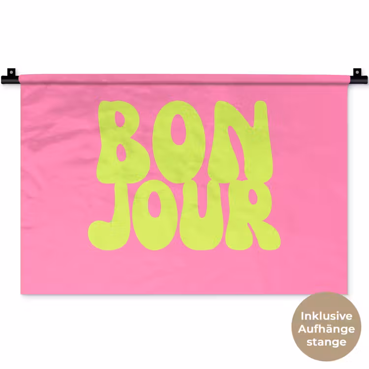 Bonjour - Roze - Fel groen Wandkleed katoen klein -t3d_DE