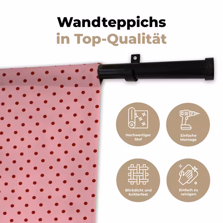 Bonjour - Stippen - Roze- Geel Wandkleed katoen klein -tsfeer2_DE