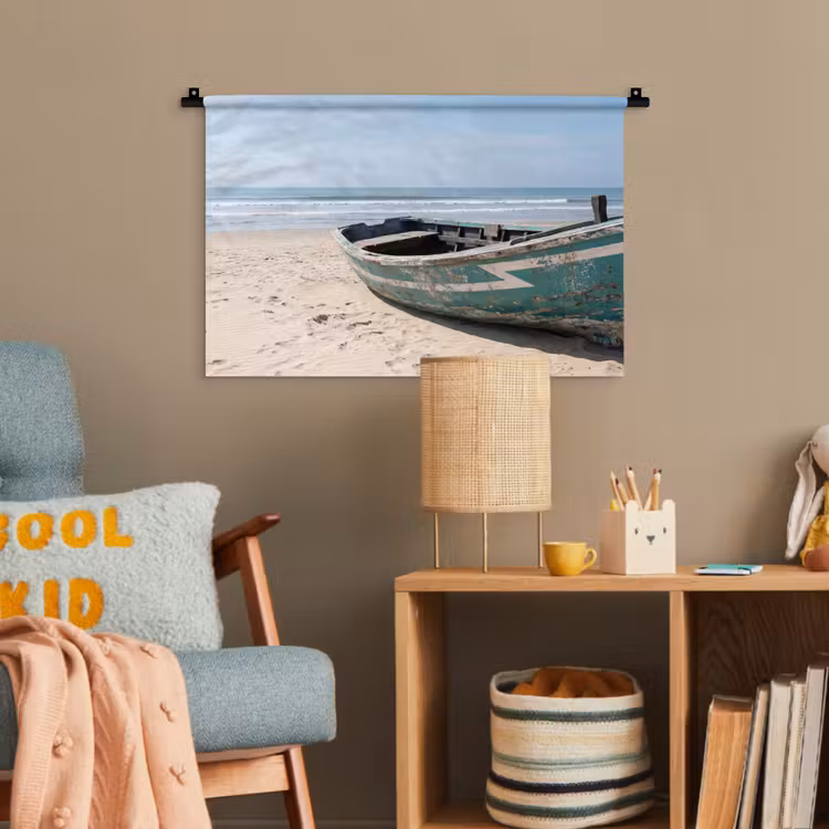 Boot - Zandstrand - Zee Wandkleed katoen klein -wsfeer4_kind