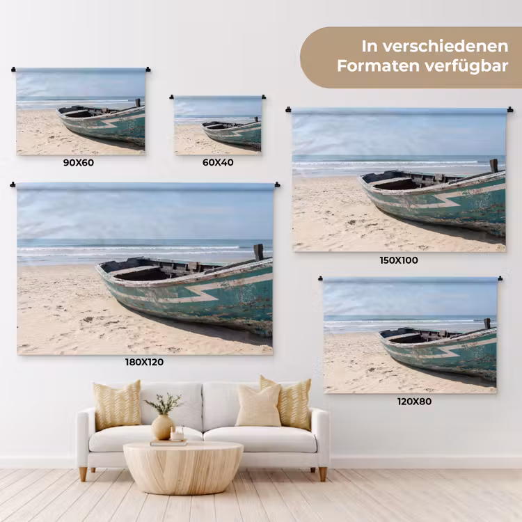 Boot - Zandstrand - Zee Wandkleed katoen klein -tsfeer8_DE