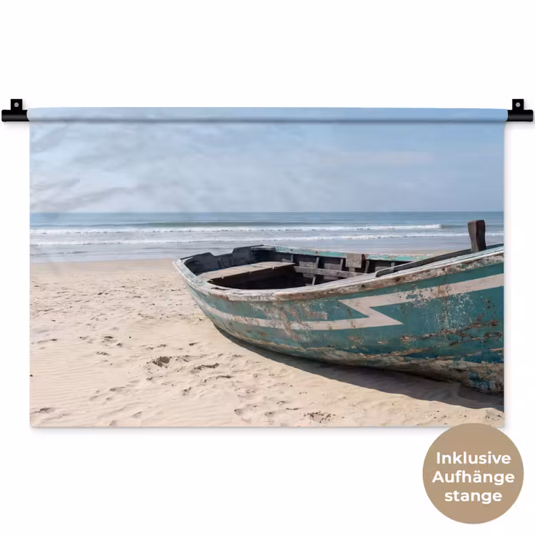 Boot - Zandstrand - Zee Wandkleed katoen klein -t3d_DE